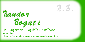 nandor bogati business card